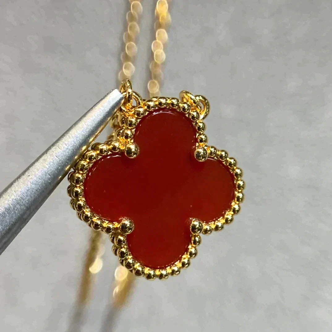 [Lumi Jewellery]CLOVER 15MM CARNELIAN SINGLE FLOWER NECKLACE