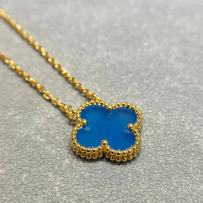 [Lumi Jewellery]CLOVER 15MM BLUE AGATE NECKLACE