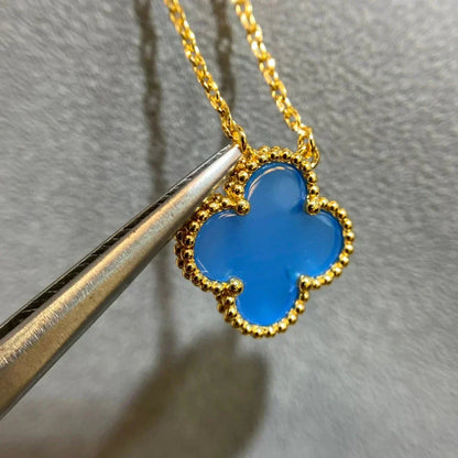 [Lumi Jewellery]CLOVER 15MM BLUE AGATE NECKLACE