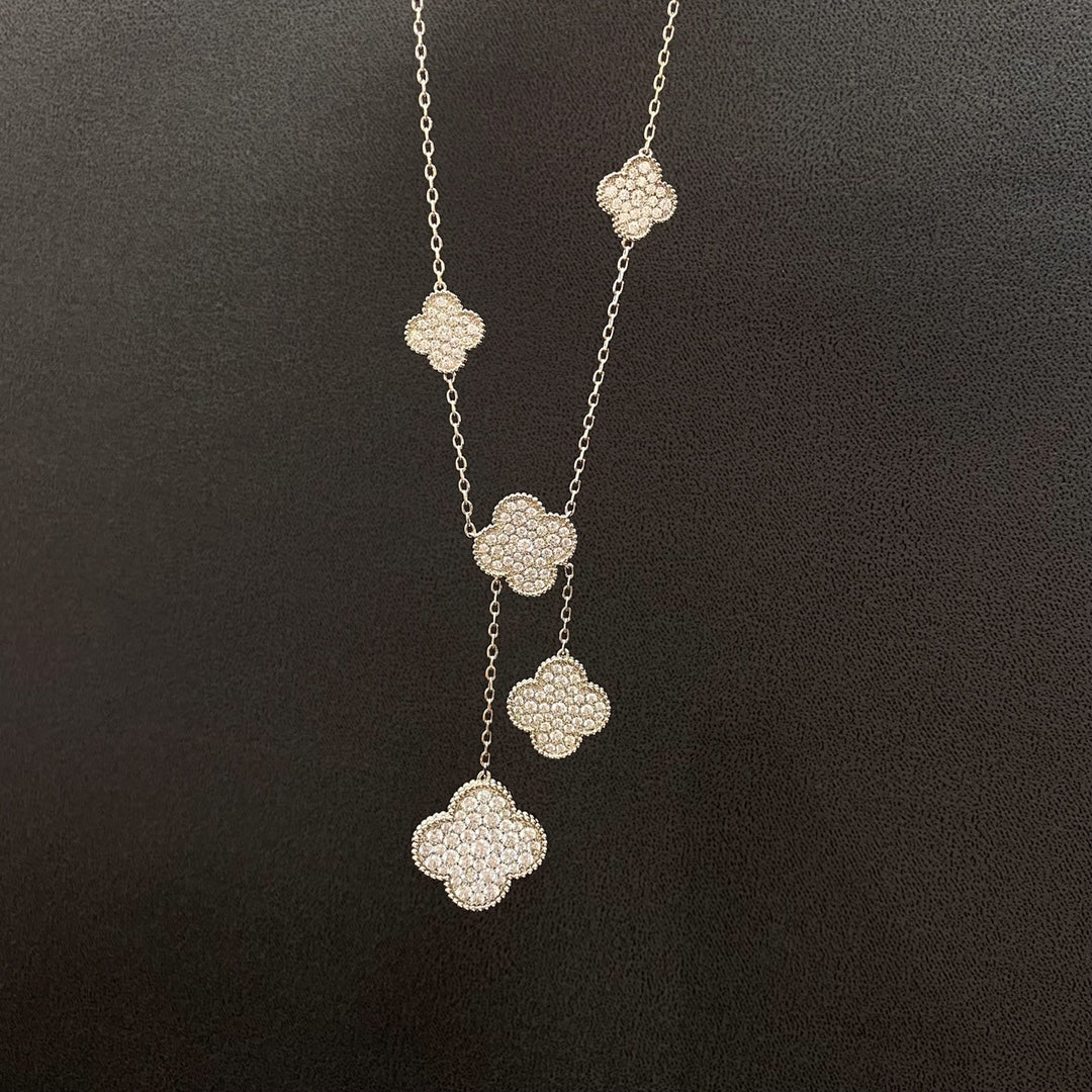 [Lumi Jewellery]CLOVER 5 MOTIFS SILVER DIAMONDS NECKLACE