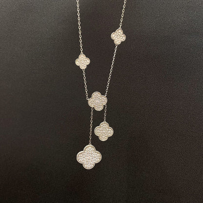 [Lumi Jewellery]CLOVER 5 MOTIFS SILVER DIAMONDS NECKLACE
