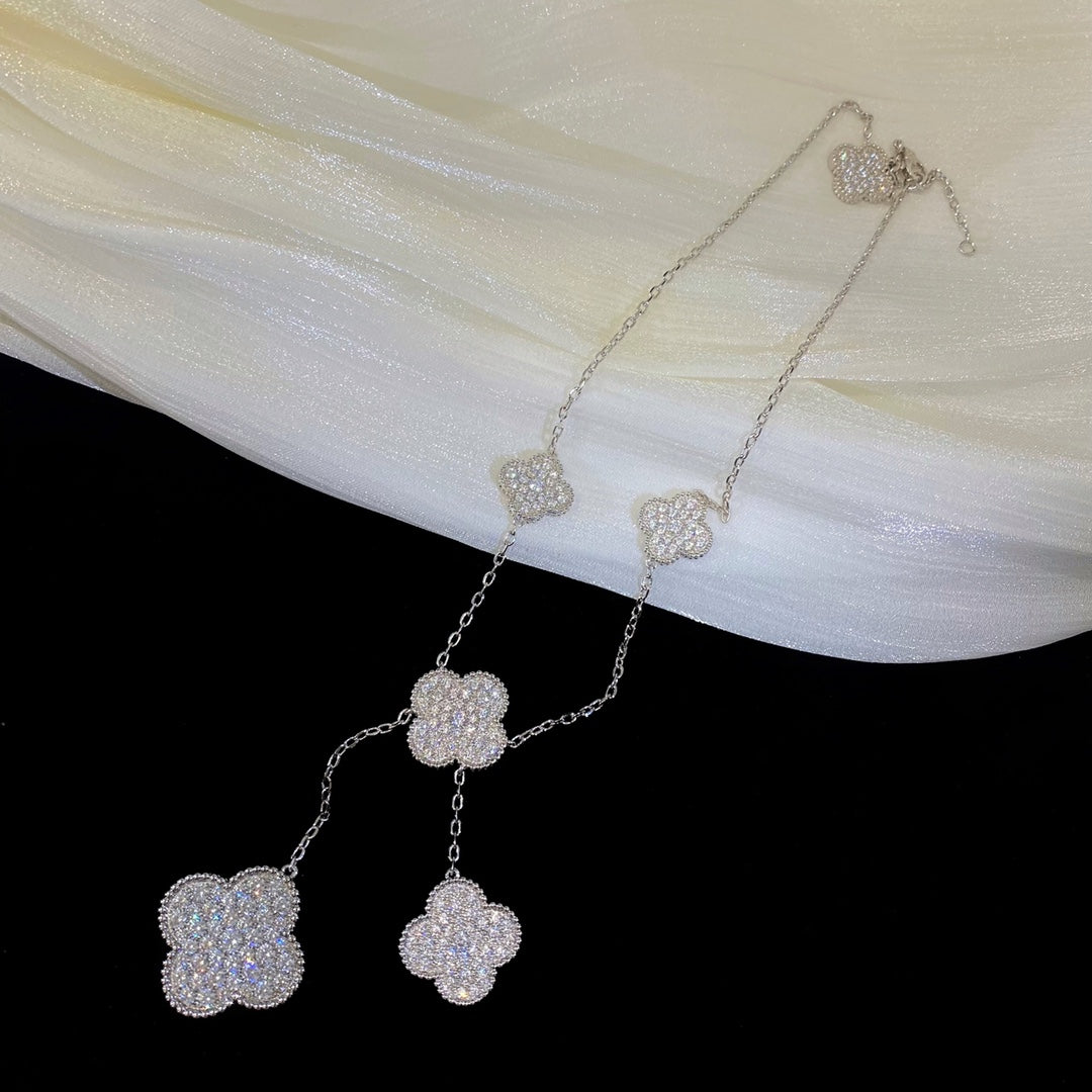 [Lumi Jewellery]CLOVER 5 MOTIFS SILVER DIAMONDS NECKLACE