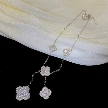 [Lumi Jewellery]CLOVER 5 MOTIFS SILVER DIAMONDS NECKLACE