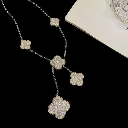 [Lumi Jewellery]CLOVER 5 MOTIFS SILVER DIAMONDS NECKLACE
