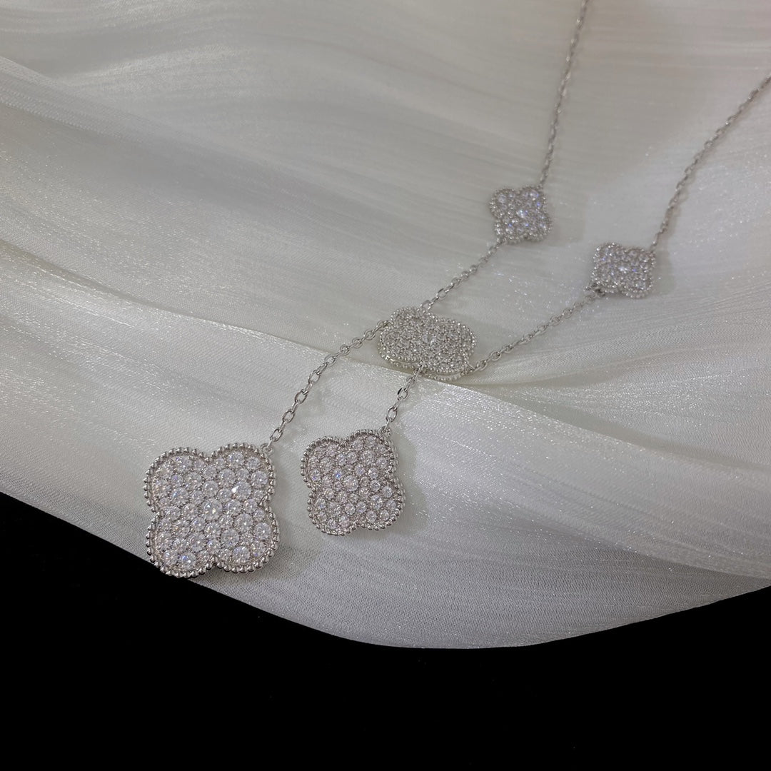 [Lumi Jewellery]CLOVER 5 MOTIFS SILVER DIAMONDS NECKLACE