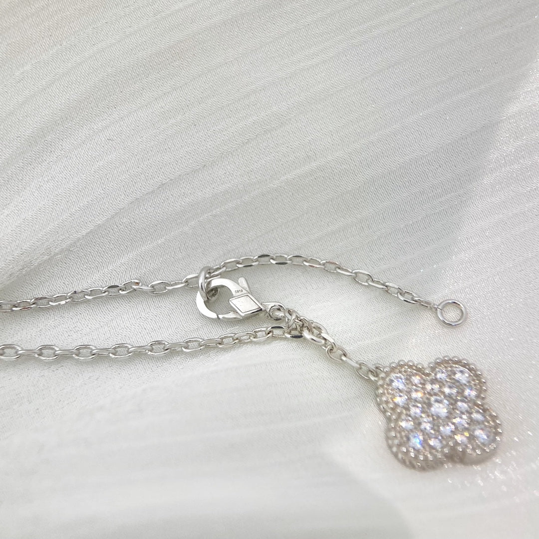 [Lumi Jewellery]CLOVER 5 MOTIFS SILVER DIAMONDS NECKLACE