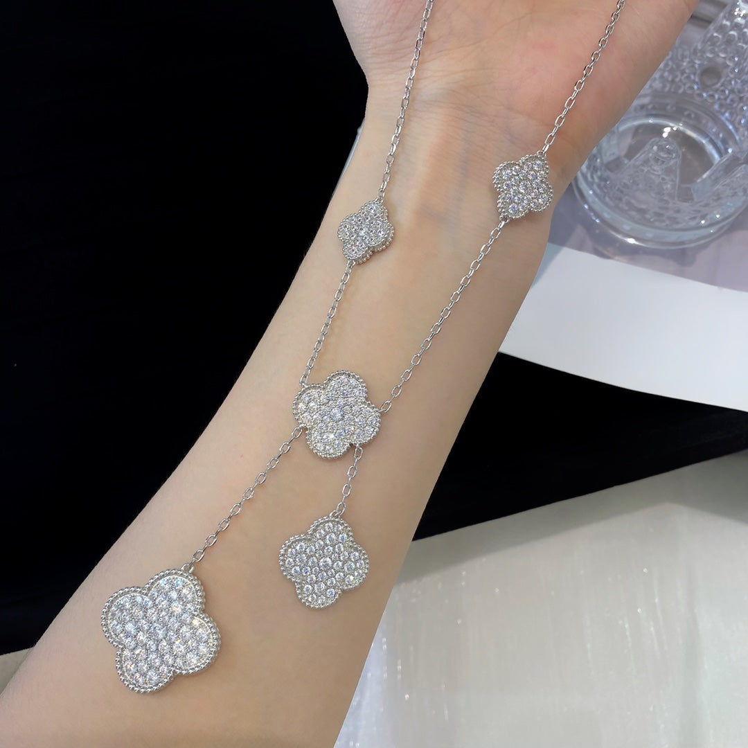 [Lumi Jewellery]CLOVER 5 MOTIFS SILVER DIAMONDS NECKLACE