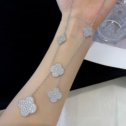 [Lumi Jewellery]CLOVER 5 MOTIFS SILVER DIAMONDS NECKLACE