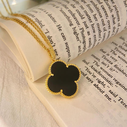 [Lumi Jewellery]CLOVER 25MM NECKLACE GOLD ONYX