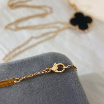 [Lumi Jewellery]CLOVER 25MM NECKLACE GOLD ONYX