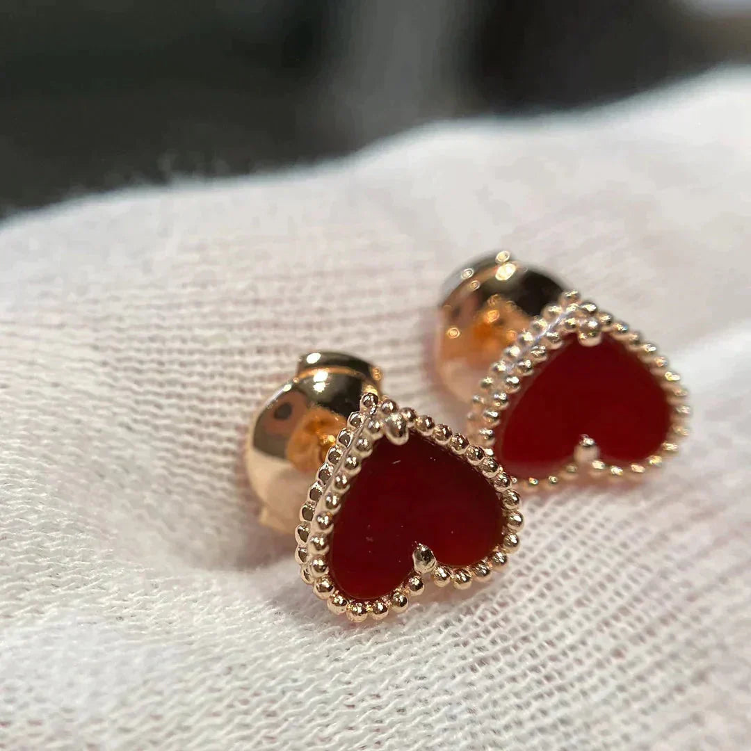 [Lumi Jewellery]HEART CARNELIAN STUD EARRINGS