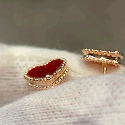 [Lumi Jewellery]HEART CARNELIAN STUD EARRINGS