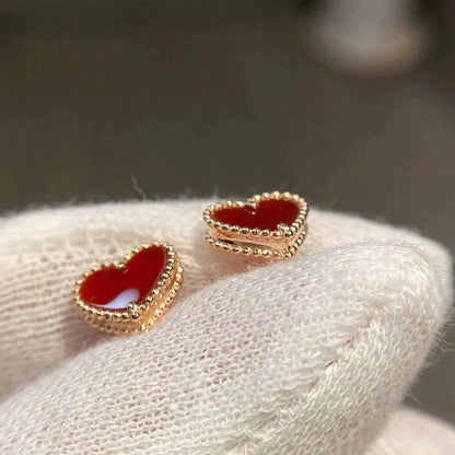 [Lumi Jewellery]HEART CARNELIAN STUD EARRINGS