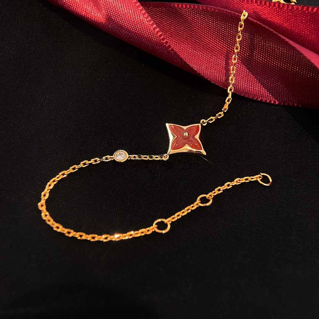 [Lumi Jewellery]COLOR STAR CARNELIAN PINK GOLD DIAMOND BRACELET