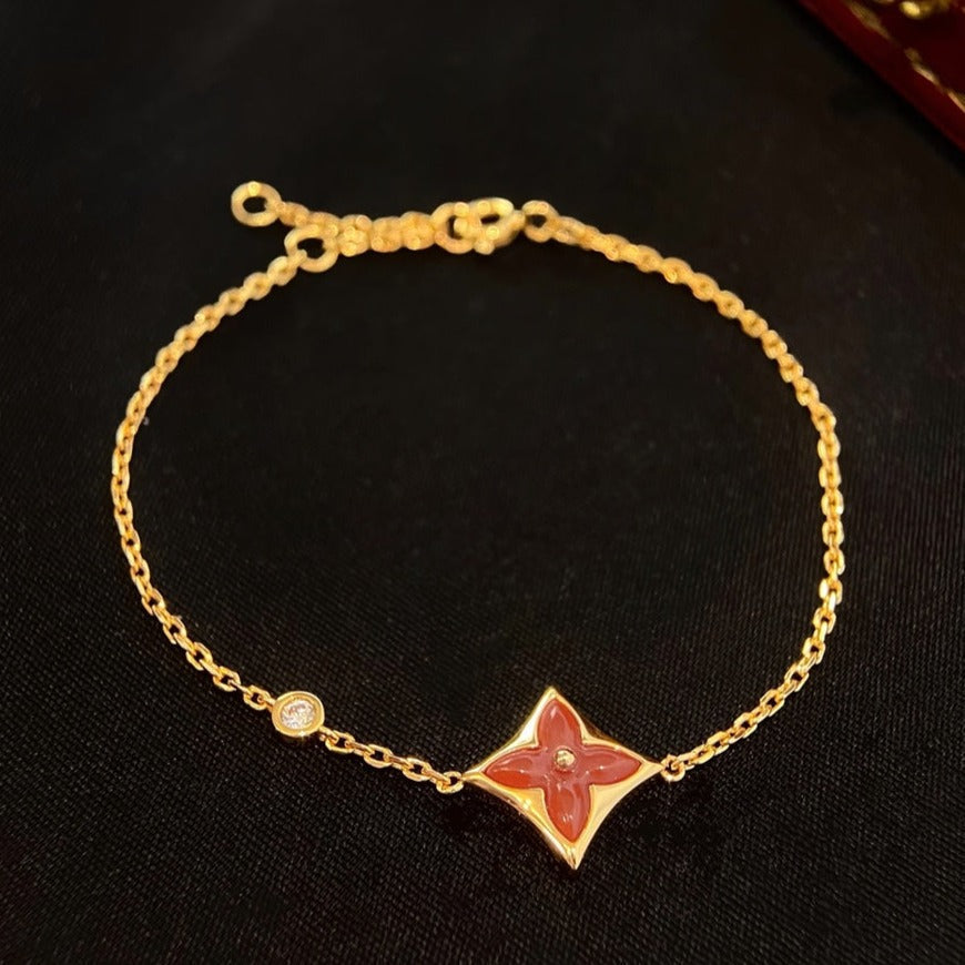 [Lumi Jewellery]COLOR STAR CARNELIAN PINK GOLD DIAMOND BRACELET