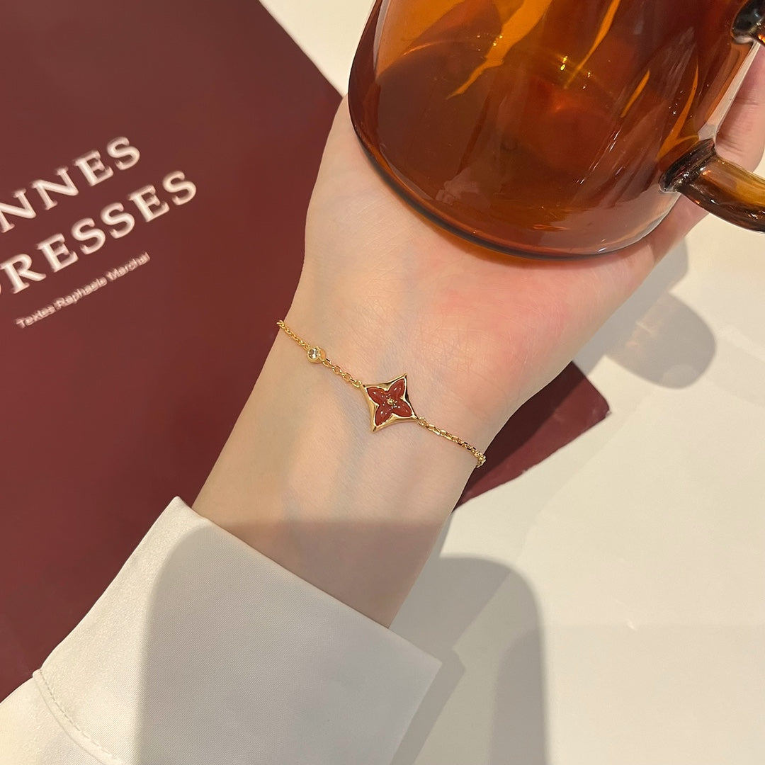 [Lumi Jewellery]COLOR STAR CARNELIAN PINK GOLD DIAMOND BRACELET