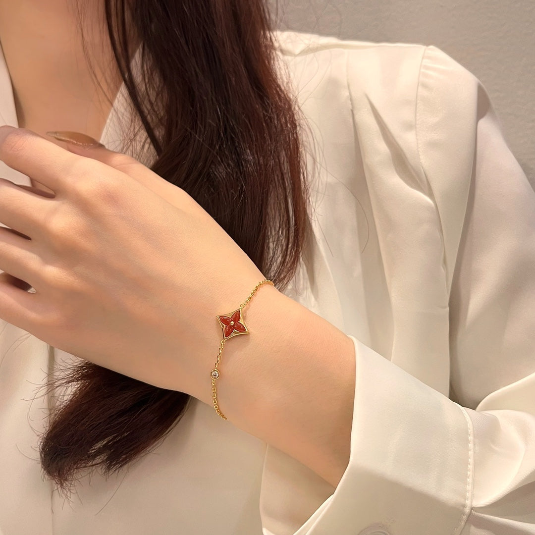 [Lumi Jewellery]COLOR STAR CARNELIAN PINK GOLD DIAMOND BRACELET