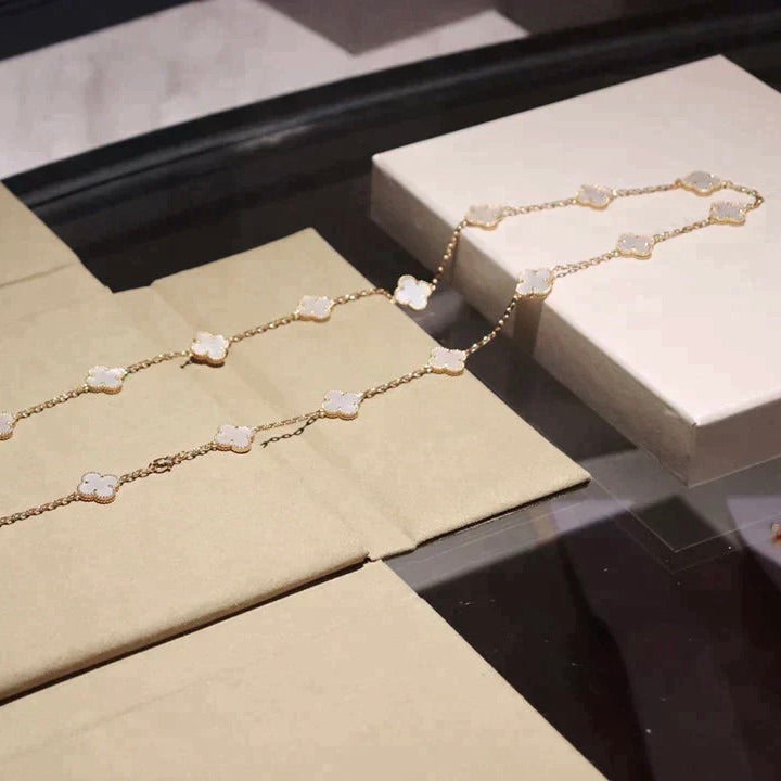 [Lumi Jewellery]CLOVER 20 MOTIFS WHITE MOP NECKLACE