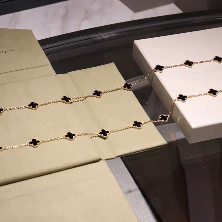 [Lumi Jewellery]CLOVER 20 MOTIFS ONYX NECKLACE