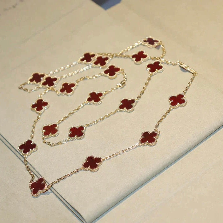 [Lumi Jewellery]CLOVER 20 MOTIFS CARNELIAN NECKLACE