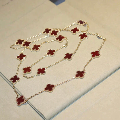 [Lumi Jewellery]CLOVER 20 MOTIFS CARNELIAN NECKLACE