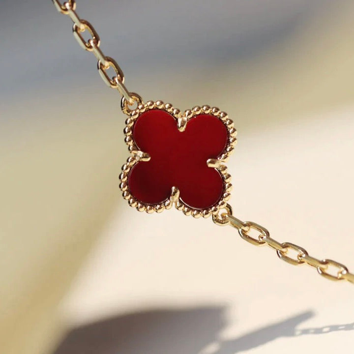 [Lumi Jewellery]CLOVER 20 MOTIFS CARNELIAN NECKLACE