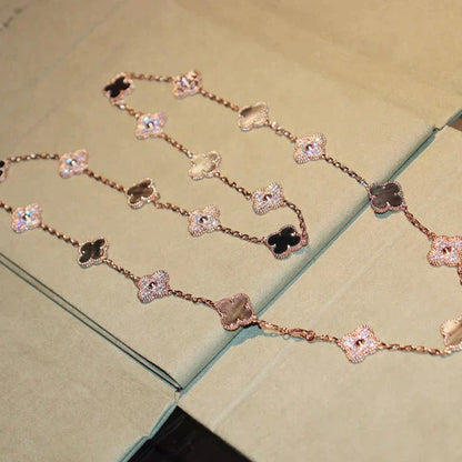 [Lumi Jewellery]CLOVER 20 MOTIFS DARK MOP DIAMOND  NECKLACE