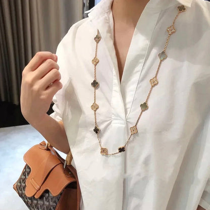 [Lumi Jewellery]CLOVER 20 MOTIFS DARK MOP DIAMOND  NECKLACE