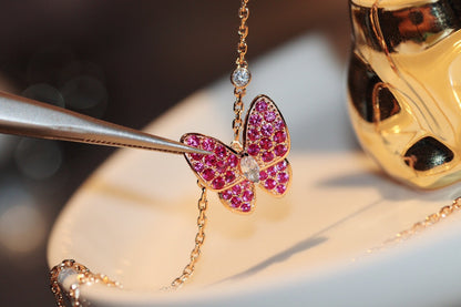 [Lumi Jewellery]BUTTERFLY RED DIAMOND ROSE GOLD NECKLACE