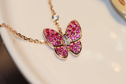 [Lumi Jewellery]BUTTERFLY RED DIAMOND ROSE GOLD NECKLACE