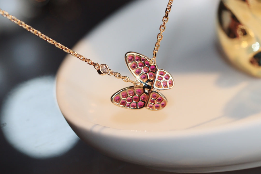[Lumi Jewellery]BUTTERFLY RED DIAMOND ROSE GOLD NECKLACE