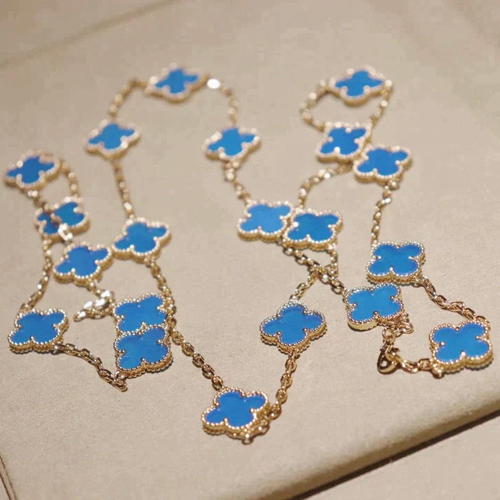 [Lumi Jewellery]CLOVER 20 MOTIFS BLUE AGATE GOLD