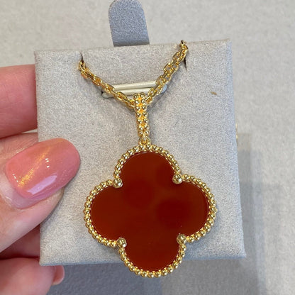 [Lumi Jewellery]CLOVER 25MM NECKLACE GOLD CARNELIAN