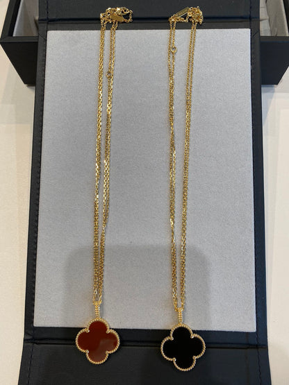 [Lumi Jewellery]CLOVER 25MM NECKLACE GOLD CARNELIAN