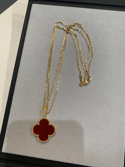 [Lumi Jewellery]CLOVER 25MM NECKLACE GOLD CARNELIAN