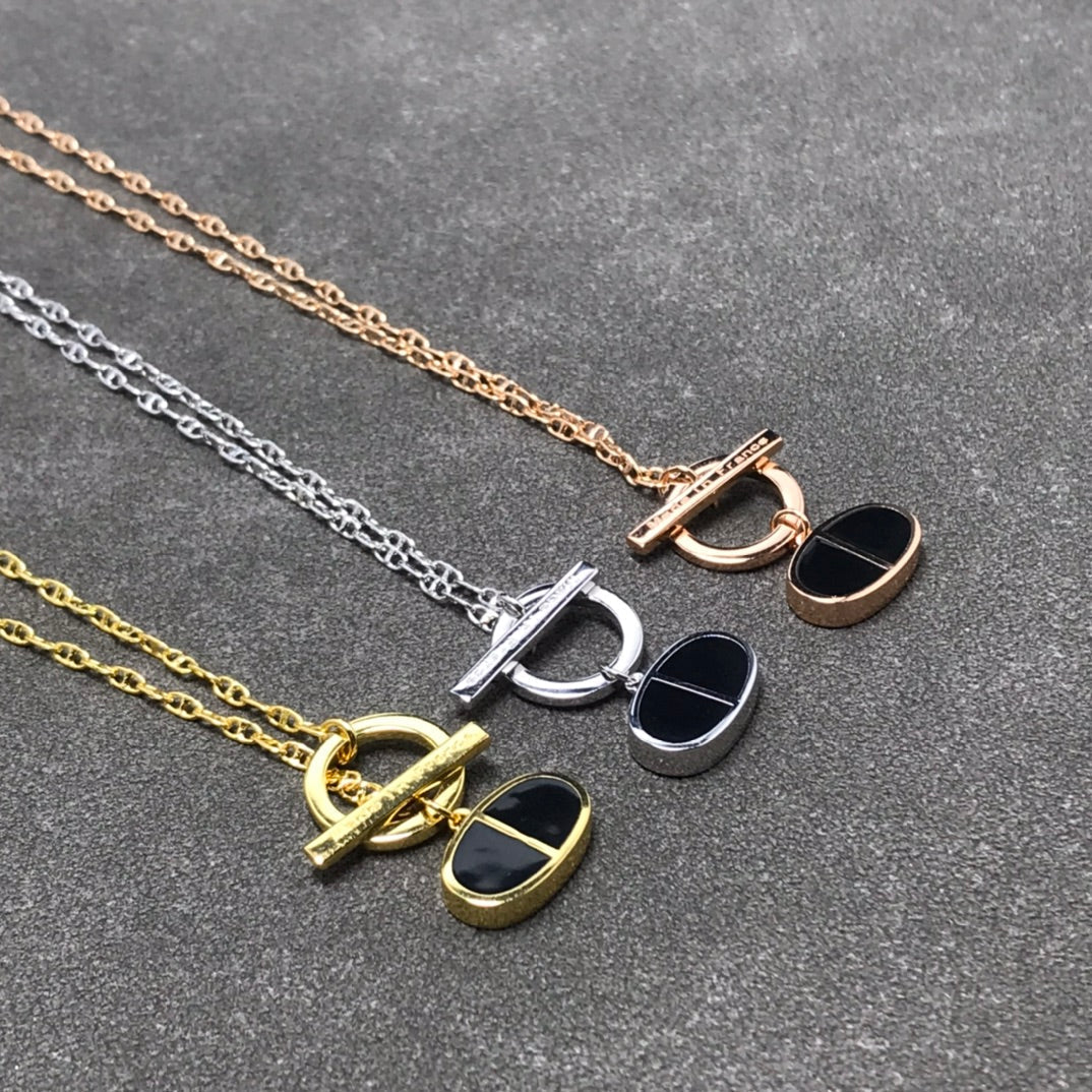 [Lumi Jewellery]CHAINE VERSO BLACK CERAMIC  NECKLACE