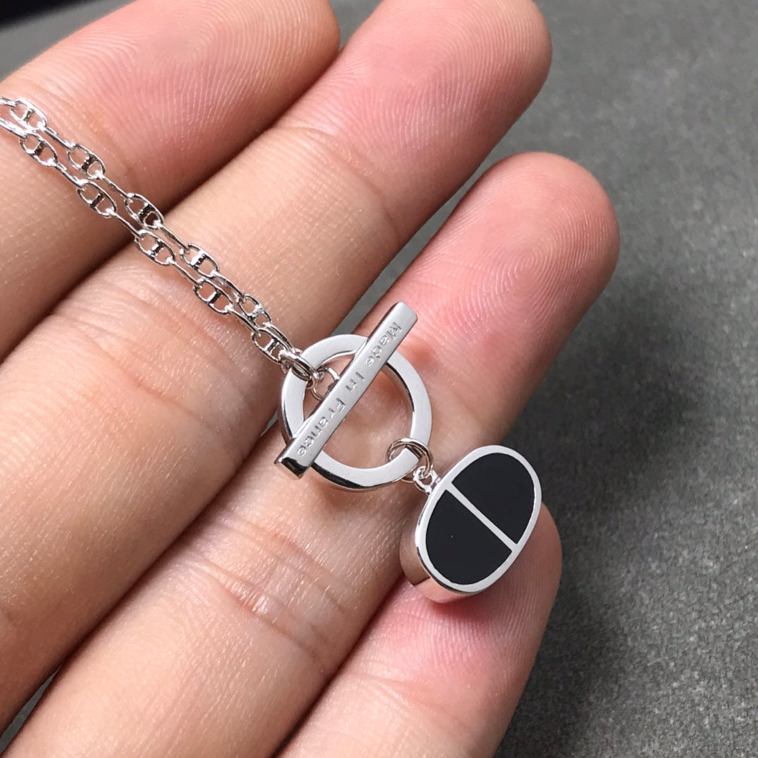 [Lumi Jewellery]CHAINE VERSO BLACK CERAMIC  NECKLACE