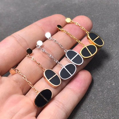 [Lumi Jewellery]CHAINE VERSO BLACK CERAMIC SILVER EARRINGS