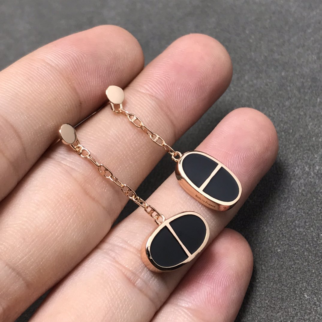 [Lumi Jewellery]CHAINE VERSO BLACK CERAMIC SILVER EARRINGS