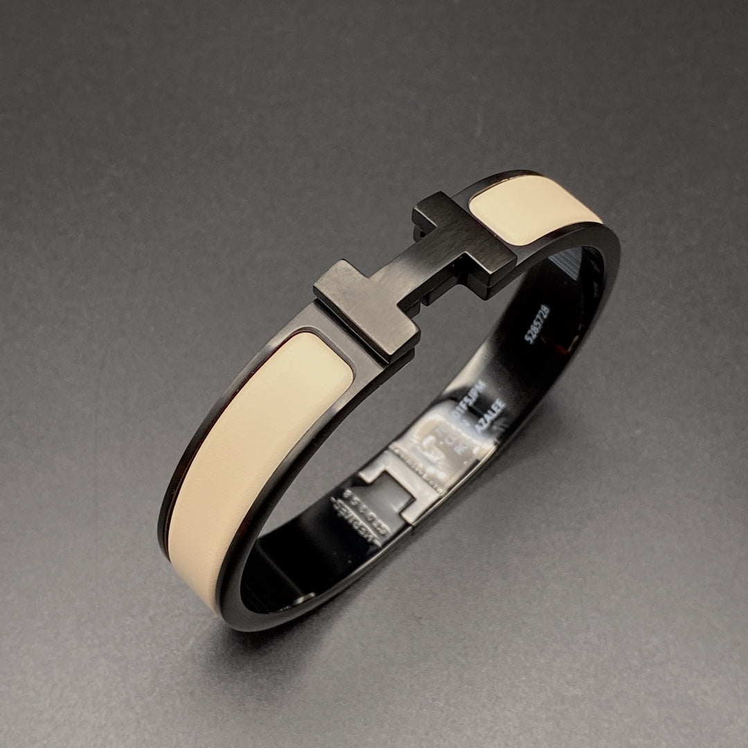 [Lumi Jewellery]H BRACELET 12MM BLACK BEIGE CERAMIC