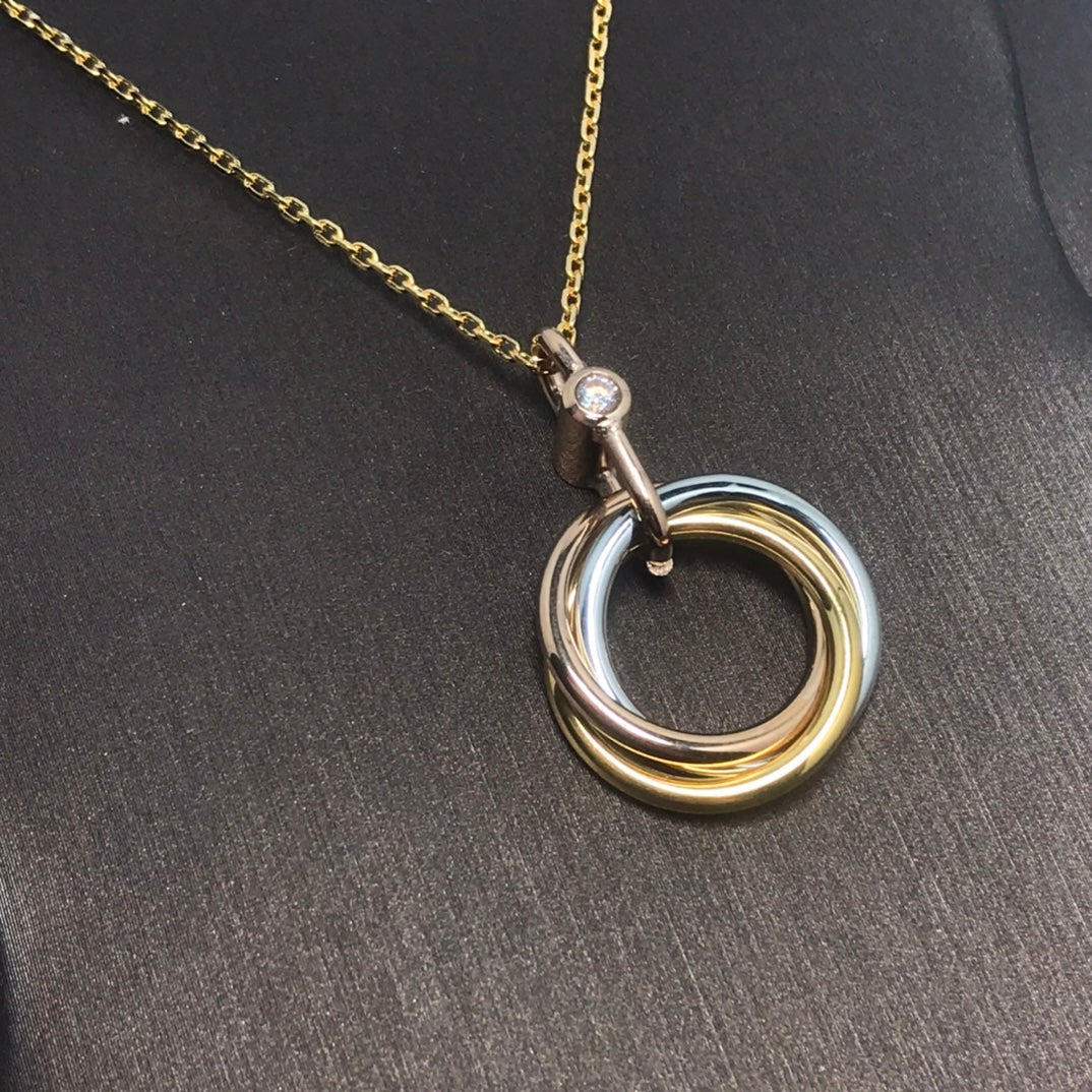 [Lumi Jewellery]TRINITY SILVER GOLD PINK GOLD NECKLACE