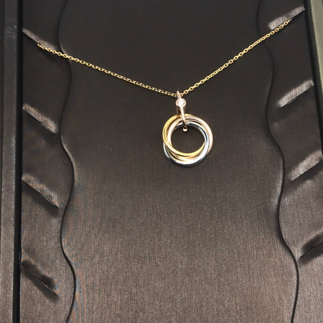 [Lumi Jewellery]TRINITY SILVER GOLD PINK GOLD NECKLACE