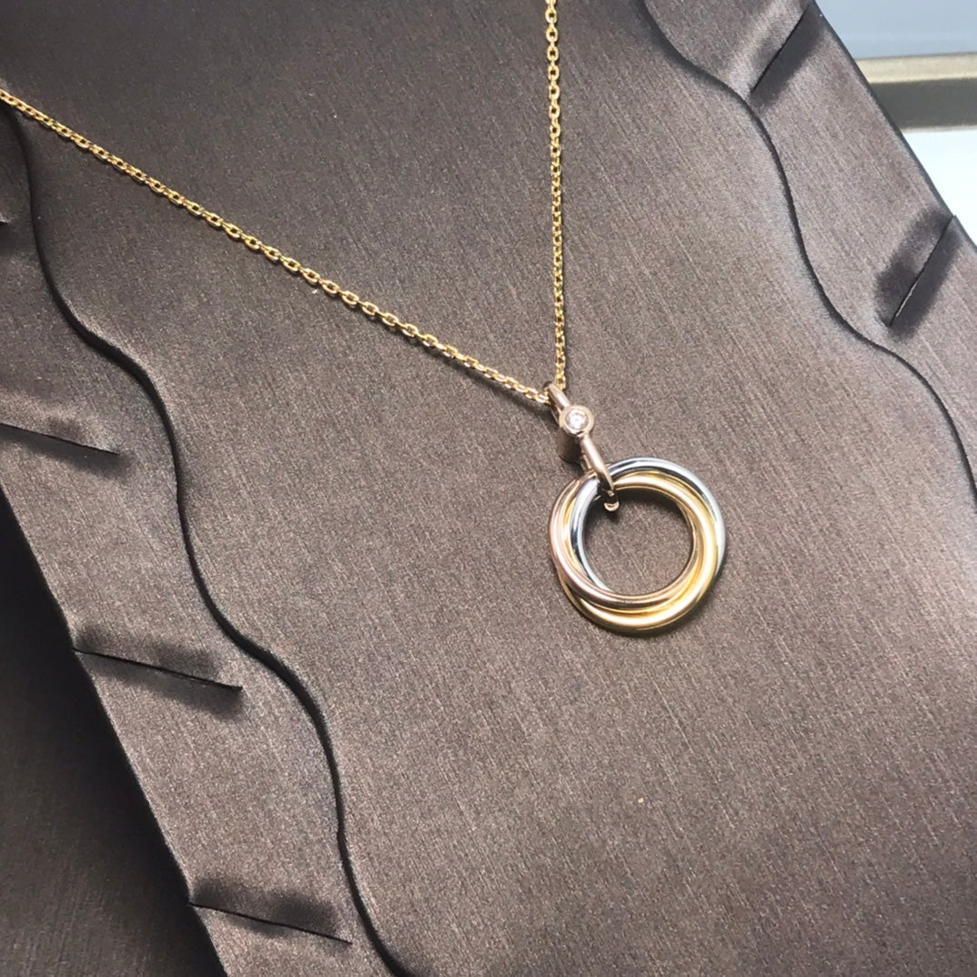 [Lumi Jewellery]TRINITY SILVER GOLD PINK GOLD NECKLACE