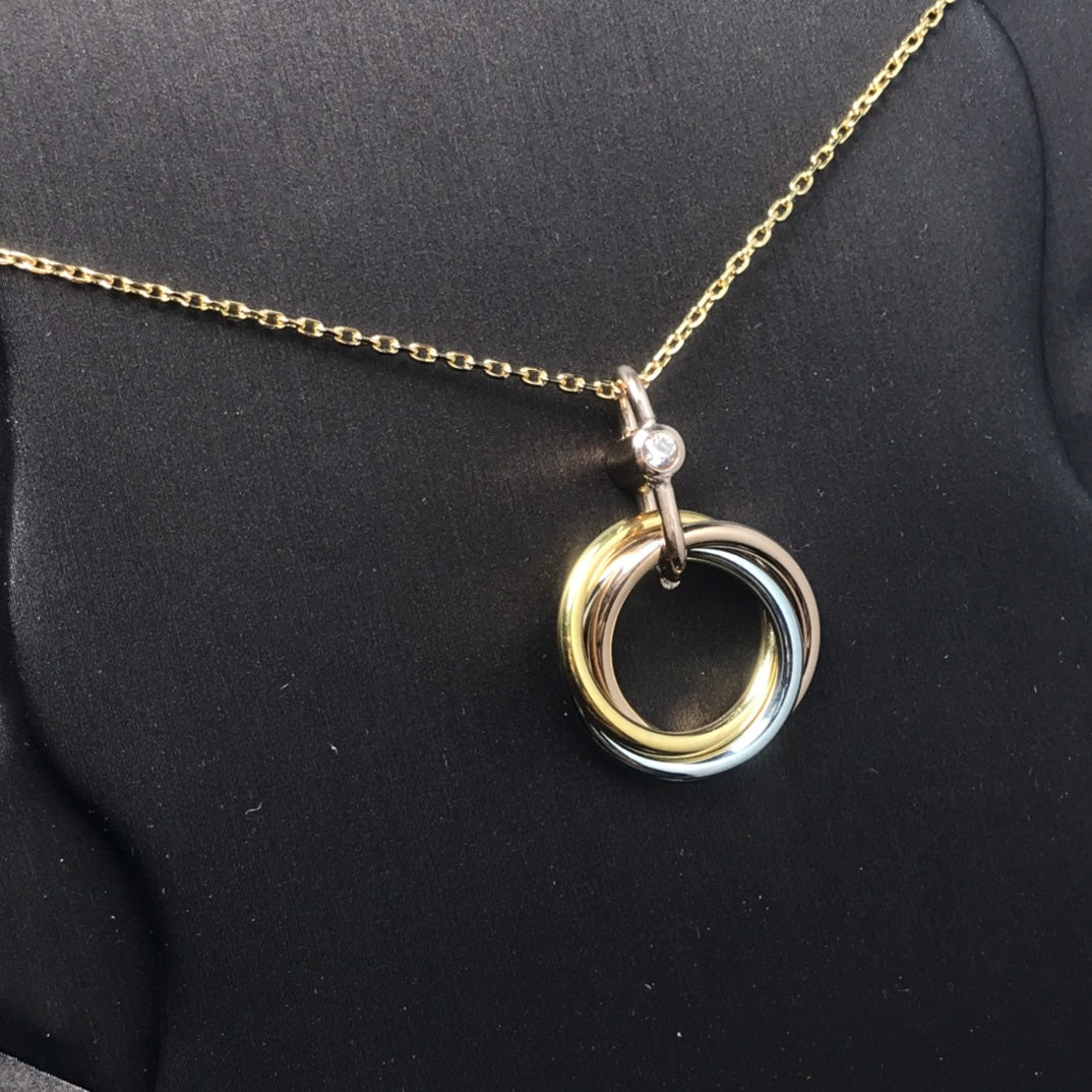 [Lumi Jewellery]TRINITY SILVER GOLD PINK GOLD NECKLACE