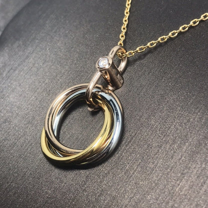 [Lumi Jewellery]TRINITY SILVER GOLD PINK GOLD NECKLACE