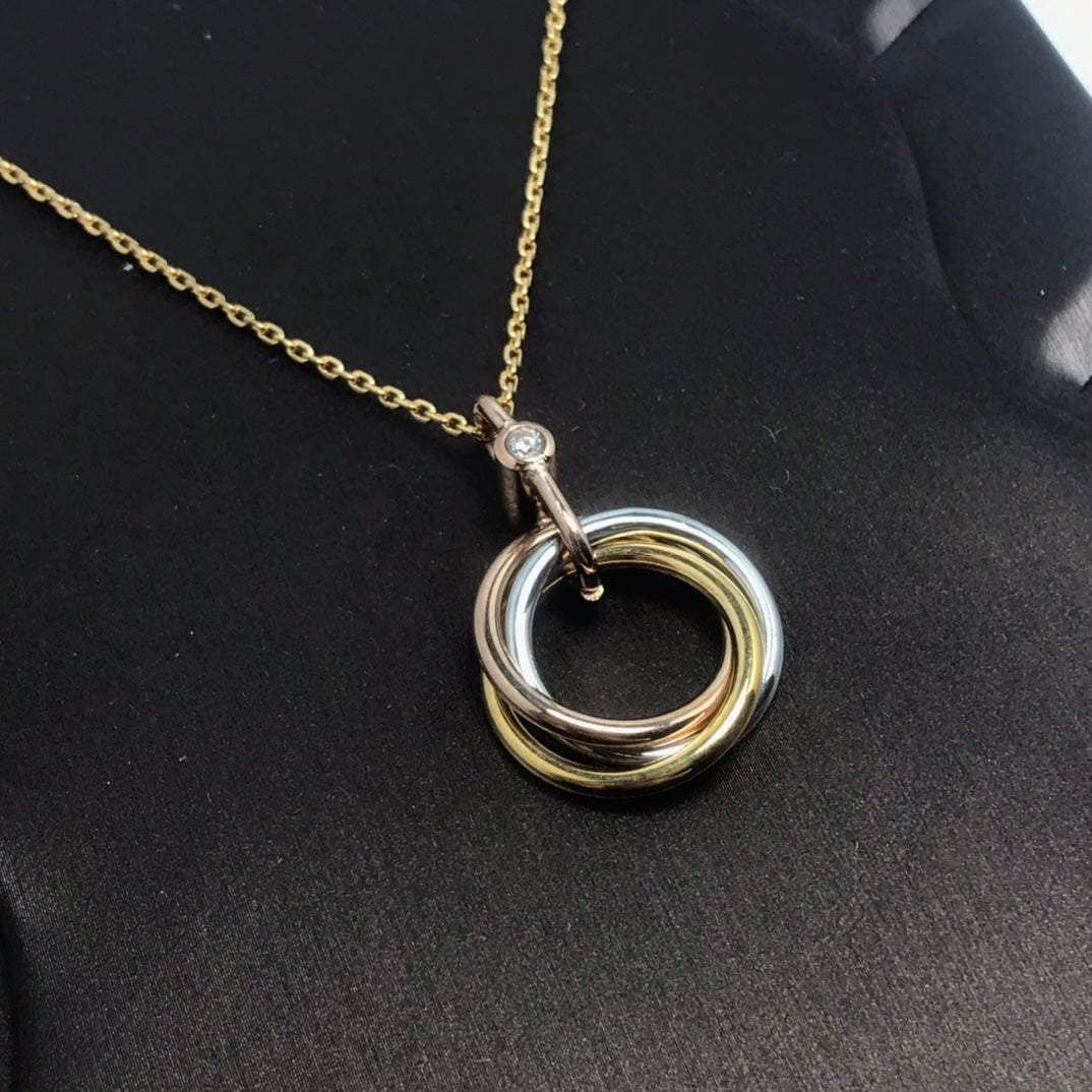 [Lumi Jewellery]TRINITY SILVER GOLD PINK GOLD NECKLACE