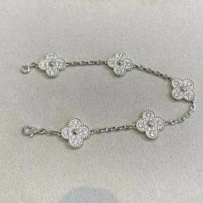 [Lumi Jewellery] CLOVER 5 MOTIF FULL DIAMOND BRACELET COLLECTION