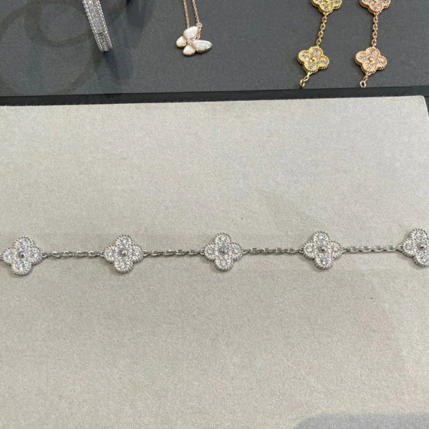 [Lumi Jewellery] CLOVER 5 MOTIF FULL DIAMOND BRACELET COLLECTION