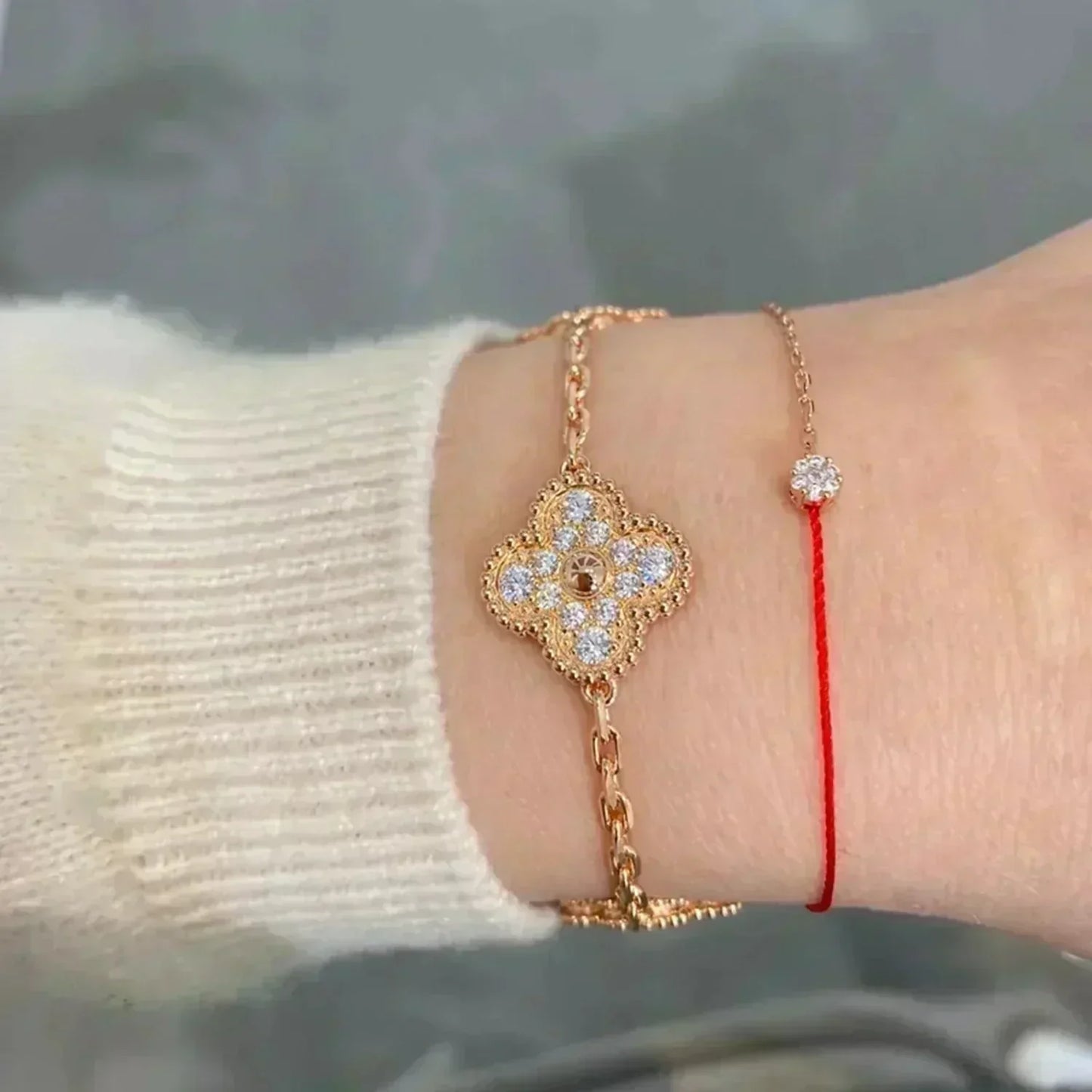 [Lumi Jewellery] CLOVER 5 MOTIF FULL DIAMOND BRACELET COLLECTION