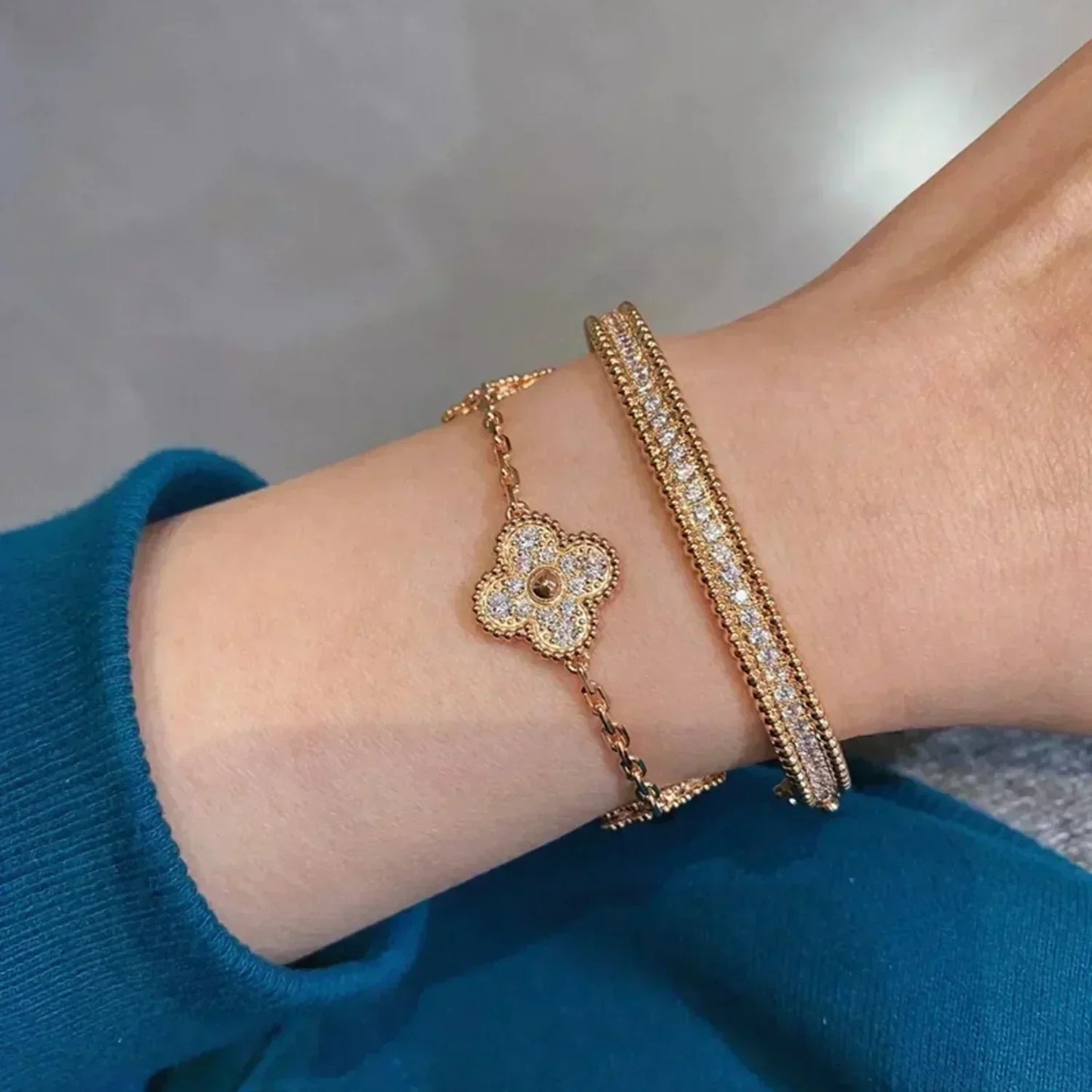[Lumi Jewellery] CLOVER 5 MOTIF FULL DIAMOND BRACELET COLLECTION